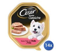 14x Bundle Nourriture Chien Cesar Sélection Dell'Orto Pate '150Grammi Veau / Coq