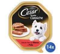 14X Lot Cesar Chien Barquette 150 Grammes Pâté Bœuf/Volaille