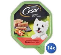 14X Lot César Nourriture Humide Pour Chiens Bœuf, Végétal Adulte 150 G