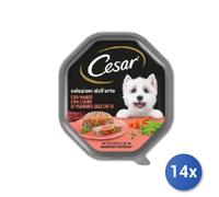14X Lot César Nourriture Humide Pour Chiens Bœuf, Végétal Adulte 150 G