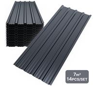 14x Plaques tôles profilées, Plaque de Tôle Toiture en Métal à Rainures, 110 x 46cm =7m², Gris Foncé-Mondeer