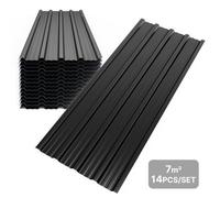 14x Plaques tôles profilées, Plaque de Tôle Toiture en Métal à Rainures, 110 x 46cm =7m², Noir-Mondeer