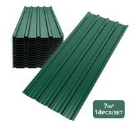 14x Plaques tôles profilées, Plaque de Tôle Toiture en Métal à Rainures, 110 x 46cm =7m², Vert-Mondeer