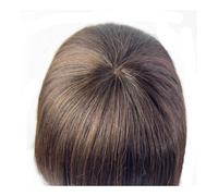 14X14 cm vrais cheveux humains Toppers for les femmes postiche naturelle épaisse avec frange soignée frange pince à cheveux dans les Extensions de Wiglets Hair Extensions(6 inches,Dark Brown)