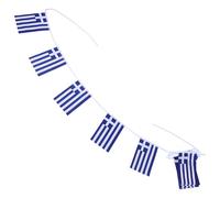 14x21cm Bannière en Polyester Drapeau Grec à Ficelle Courte | Décorations de Fête Grecques, Bannière D'événements Sportifs, Articles de Fête, pour Sports Festivals et Décoration Nationale