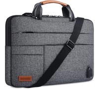 15-15.6 Inch Waterproof Protective Laptop Case with External USB Charger Port Shoulder Bag for Netbook/Lenovo/Acer/ASUS/Dell/HP, Black Zip Noir