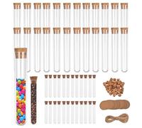 15×150mm+12×75mm 50 Pièces Tube à Essai: 5+15ml Tubes à Essai Transparen, avec 100 papier kraft et 100 corde de chanvre, pour Contenant Dragées, DIY artisanat, Tube a Essai Plastique Transparent
