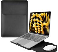 15-16 Inch Laptop Sleeve with Stand for Laptop, PU Leather Laptop Sleeve for MacBook Air/MacBook Pro/Surface Dell Lenovo HP ASUS Acer (15-16 Inches Black)