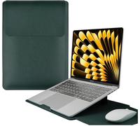 15-16 Inch Laptop Sleeve with Stand for Laptop, PU Leather Laptop Sleeve for MacBook Air/MacBook Pro/Surface Dell Lenovo HP ASUS Acer (15-16 Inches Green)