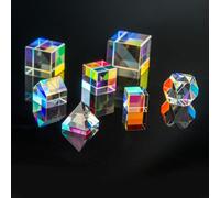 15 18 22mm RGB X-Cube Prisme combinateur séparateur Croix dichroïque polyèdre Pyramide Physique enseignement décoration lentille de Photographie(20mm 6-Sides Prism)