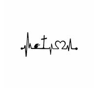 15,2 Cm * 6,6 Cm Prier À La Croix Heartbeat Vinyl Decal Autocollant De Voiture Jésus Foi Bible Chrétienne(Black)