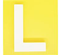 15,2 cm (L) x 11,1 cm (H) x 0,2 cm (l) - Lettres murales en bois - Lettres de l'alphabet L - Chiffres en bois - Décoration à suspendre pour maison, chambre, bureau, fête de mariage - Blanc