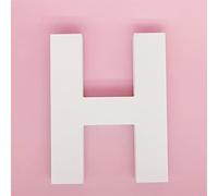15,2 cm (L) x 11,7 cm (H) x 0,2 cm (l) - Lettres murales en bois - Chiffres en bois - Lettres de l'alphabet H - Décoration à suspendre pour maison, chambre à coucher, bureau, fête de mariage - Blanc