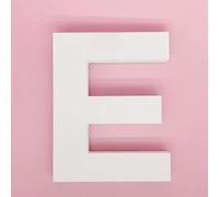 15,2 cm (L) x 11,9 cm (H) x 0,231,1 cm (l) - Lettres murales en bois - Lettres de l'alphabet E - Chiffres en bois - Décoration à suspendre pour maison, chambre à coucher, bureau, fête de mariage - Blanc