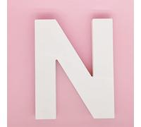 15,2 cm (L) x 11,9 cm (H) x 0,231,1 cm (l) - Lettres murales en bois - Lettres de l'alphabet N - Chiffres en bois - Décoration à suspendre pour maison, chambre à coucher, bureau, fête de mariage - Blanc
