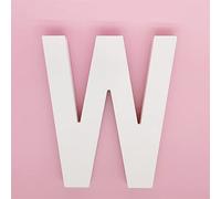 15,2 cm (L) x 14 cm (H) x 0,2 cm (l) - Lettres murales en bois - Lettres de l'alphabet W - Chiffres en bois - Décoration à suspendre pour maison, chambre, bureau, fête de mariage - Blanc