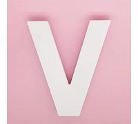 15,2 cm (L) x 14 cm (H) x 2,3 cm (l) - Lettres murales en bois - Lettres de l'alphabet V - Chiffres en bois - Décoration à suspendre pour maison, chambre, bureau, fête de mariage - Blanc