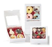 15,2 x 15,2 x 6,3 cm - Boîtes à chocolats, fraises, charcuterie, gâteaux, boulangerie, boîtes à biscuits avec fenêtre complète - Boîtes à biscuits, gâteaux, truffes, friandises pour Noël,