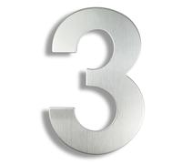 15/20/25/30cm Stainless Steel House Number Silver Address Sign 0-9 Huisnummer Outdoor Numbers Home Numeros Casa Exterior Big(Silver No.3,30cm)
