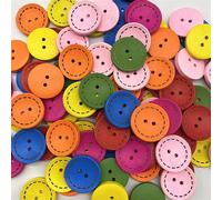 15-25mm Colored Children's Round Buttons With Wooden Dotted Lines Handmade Scrapbooking For Wedding Decor Sewing Accessories(04,25mm(10pcs))