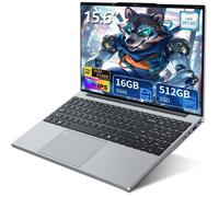 15.6""PC portable,Intel Celeron N150(Jusqu'à 3,6 GHz),16Go RAM DDR4 512Go SSD,Windows 11,WiFi5,Ordinateur Portable(clavier QWERTY)