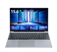 15,6 Pouces Ordinateur Portable, Core i5 7Y54 Processeur 16 Go RAM 1 to SSD, PC Portable Win 11 Office 365 PC Portable 1080 IPS FHD Écran, Laptop avec Clavier Rétroéclairé WIFI5 Mini-HDMI USB3.0