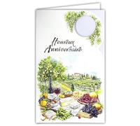 15-6581 Carte Heureux Anniversaire pour homme - vin rouge raisin - Avec Enveloppe Blanche format 12x19,5cm - Espace blanc réservé à l'écriture