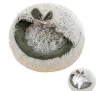 15.75 inch Cat Bed Cave, Plush Winter Cat & Dog Cave Bed, Hooded Calming Pet Nest with Removable Washable Cushion, Anti-Slip Design for Small/Medium Pets (Gray, S)