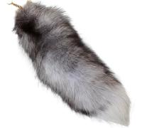 15.75 Pouce de Fox Tail Animal Shaggy Fausse Fourrure réaliste clés réaliste décoratif Queue thérienne pour Sac à Main Sac à Dos Argent