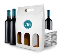 15 Boîtes en Carton Blanc Vides pour 3 Bouteilles de Vin 27x9x40 cm | Emballage pour Bouteille de Vin pour Cadeaux de Noël, Pâques, Anniversaire, pour les Caves à Vin