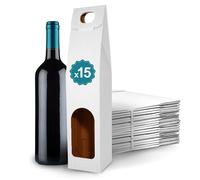 15 Boîtes en Carton Blanc Vides pour Bouteille de Vin 8,5x8,5x39 cm | Emballage pour Bouteille de Vin pour Cadeaux de Noël, Pâques, Anniversaire, pour les Caves à Vin