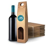 15 Boîtes en Carton Marron Vides pour Bouteille de Vin 8,5x8,5x39 cm | Emballage pour Bouteille de Vin pour Cadeaux de Noël, Pâques, Anniversaire, pour les Caves à Vin