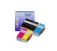 15 Cartouches compatibles avec Canon PGI-570, CLI-571 XL pour Canon Pixma TS8050, TS8051, TS8052, TS8053, TS9050, TS9055 Noire + Couleur