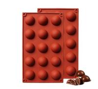 15 cavités Moules en silicone en forme de demi-sphère, MKNZOME Lot de 2 moules en silicone en demi-cercle pour chocolat, Moules à gâteau en silicone pour faire du chocolat, du gâteau, de la gelée, des