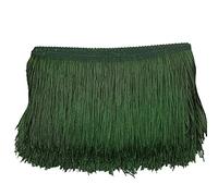 15 cm x 1 m - Bordure franges - Ruban dcoratif - Frange de danse - Frange coupe - En soie - Pour la couture, le bricolage, les vtements, la lingerie, les costumes, les rideaux, la dcoration, vert arme