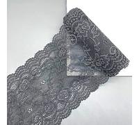 15 cm x 1 m d'élasticité en dentelle - Ruban décoratif en dentelle - Pour artisanat, lingerie, robe de mariage, décoration de table, gris foncé