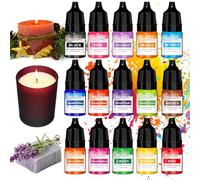 15 Couleurs Colorant Bougie, 5 ml Pigments de Couleur pour Poudre de Coulée pour Fabrication Bougie, Kit Savon, Ciment, Résine Époxy, Plâtre de Béton, Très Concentré