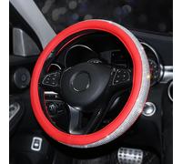 15'' Couvre volant de voiture en cuir PU avec strass cristal universel - Rose