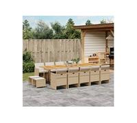 Vidaxl Ensemble À Manger De Jardin Et Coussins 15 Pcs Beige