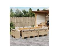 Vidaxl Ensemble À Manger De Jardin Et Coussins 15 Pcs Beige
