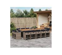 15-delige Tuinset met kussens poly rattan grijs3278005