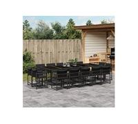 15-delige Tuinset met kussens poly rattan zwart3211591