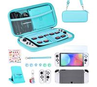 15 en 1 Accessoires pour NS Switch OLED, Accessoires Pack, Housse Switch, Verre Trempé, Protection pour Joy con, Thumb Grip,