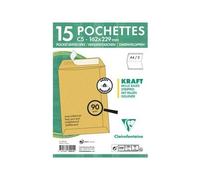 15 Enveloppes - Kraft Brun - C5 162x229mm - Auto-Adhésive - Clairefontaine