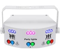 15-Eyes LED Laser Effet de lumière DJ Disco Party Eclairage de scène Lumières de fête DMX RGB Lumière 192 motifs pour Noël Décorations d'Halloween Karaoké Pub KTV Blanc