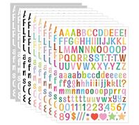 15 Feuilles 2280 Pièces Autocollants Lettre Autocollants Alphabet Autocollants de Chiffres Alphabétiques en Vinyle Coloré pour Boîte aux Lettres Artisanat Fenêtre Scrapbooking