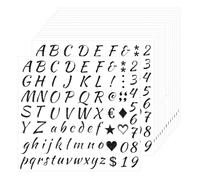 15 Feuilles d'Autocollants à Paillettes en Forme de Lettres, Petits Autocollants Auto-Adhésifs en Forme de Chiffres et d'Alphabet pour Scrapbooking Boîtes aux Lettres Bouteilles d'Eau (Noir)