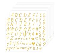 15 Feuilles d'Autocollants à Paillettes en Forme de Lettres, Petits Autocollants Auto-Adhésifs en Forme de Chiffres et d'Alphabet pour Scrapbooking Boîtes aux Lettres Bouteilles d'Eau (Or)