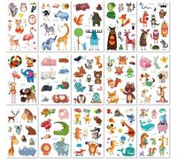 15 Feuilles Tatouages Autocollants Imperméables D'Animaux De Dessin Animé Pour Enfants Autocollants Pour Visages D'Éléphant Et D'Alpaga