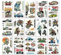 15 Feuilles Tatouages Temporaires Imperméables Et Phosphorescents Parfaits Pour Les Soirées En Voiture Sur Le Thème Des Motos De Course